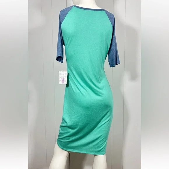 NWT LuLaRoe Julia Raglan Shirt Dress Women's Stretch Knit Midi Crew Neck Sz M - Picture 6 of 11